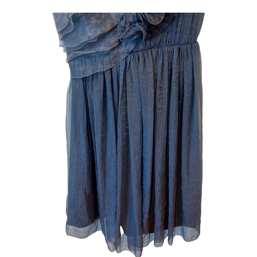 BCBGeneration Navy Organza Ruffle One Shoulder Mini Dress Size 0 Wedding Guest - Picture 11 of 12